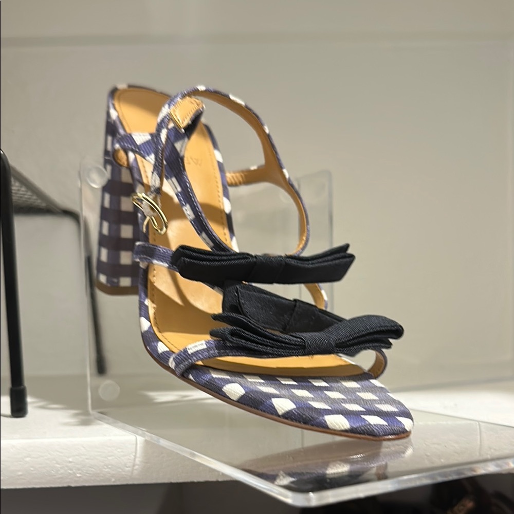 J. Crew Black and White Heels with Chunky Heel